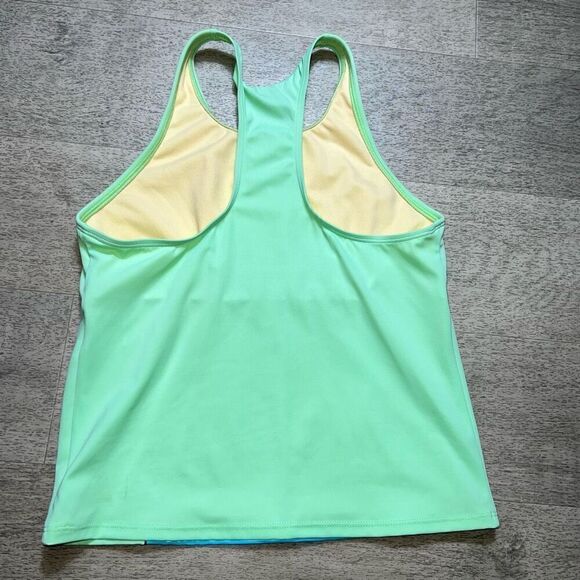 Lands’ End, Swim Tankini Top “Jaw-some” Striped Shark Screenprint, Girls 16 - Picture 2 of 5